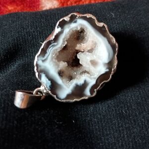 3/$15 Natural Druzy Agate Geode Pendant